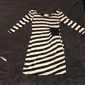 Striped long sleeve cotton dress